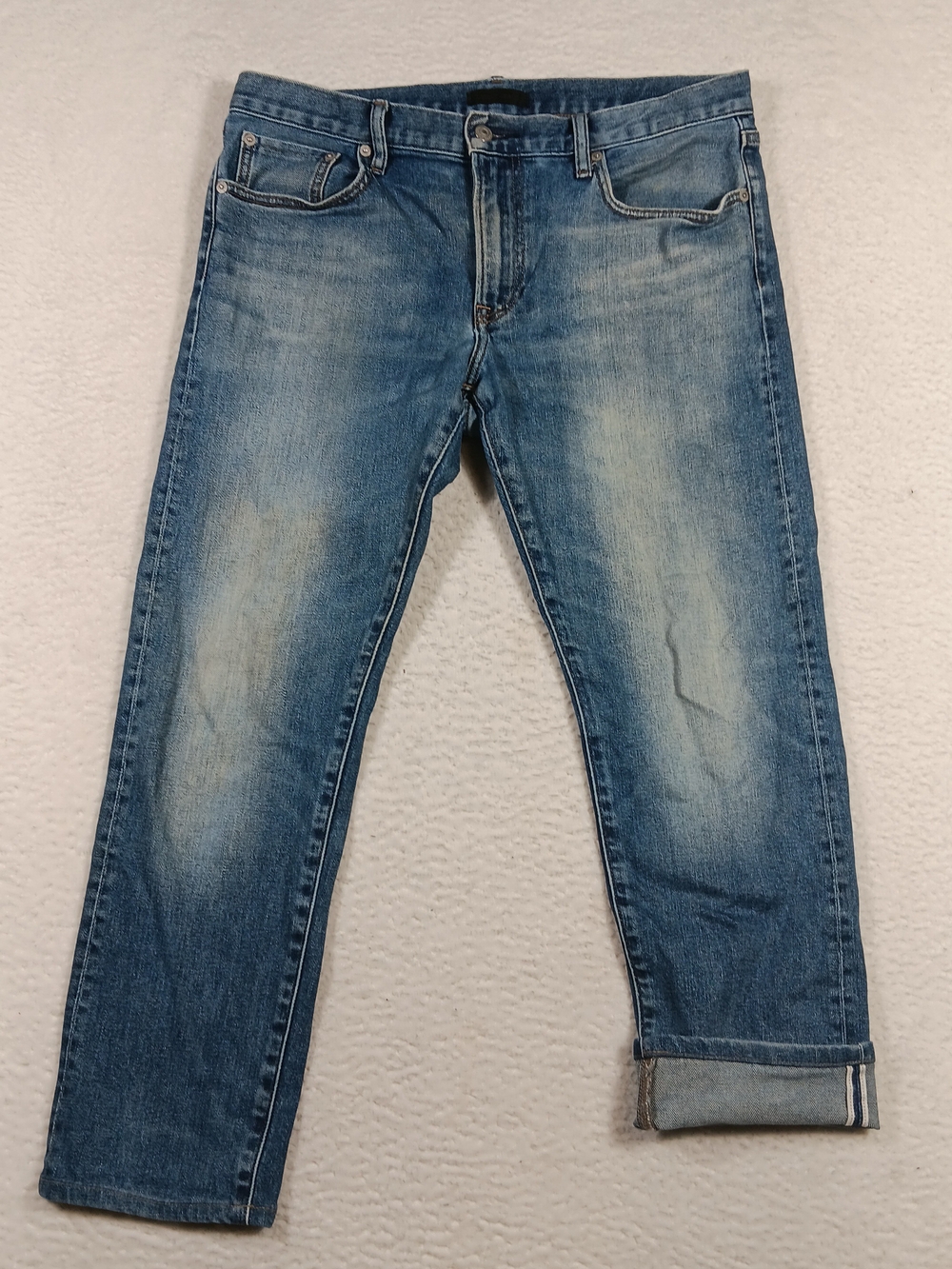 Uniqlo Jeans Mens 34x28 Blue Japanese Denim Slim Straight Kaihara Selvedge